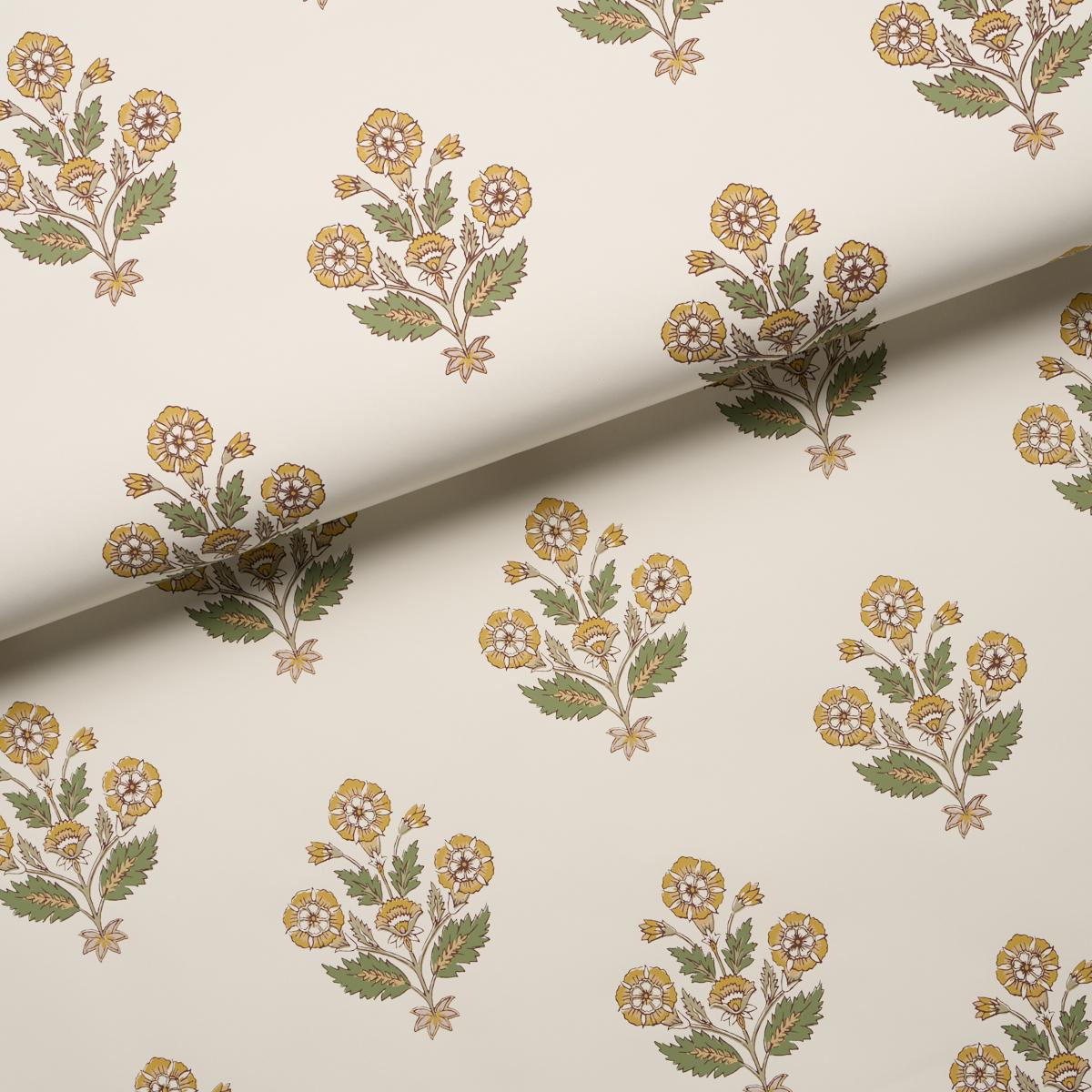 Schumacher Dalila Hand-Screen Print Yellow Wallpaper