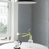 Schumacher Springs Stripe Navy Wallpaper