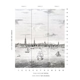 Schumacher Philadelphia Harbor 3 Panel Set Black Wallpaper