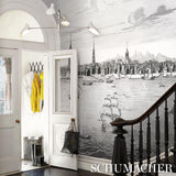 Schumacher Philadelphia Harbor 3 Panel Set Black Wallpaper