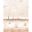 Schumacher Philadelphia Harbor 3 Panel Set Sepia Wallpaper