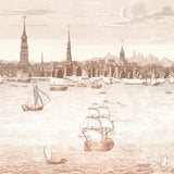 Schumacher Philadelphia Harbor 3 Panel Set Sepia Wallpaper