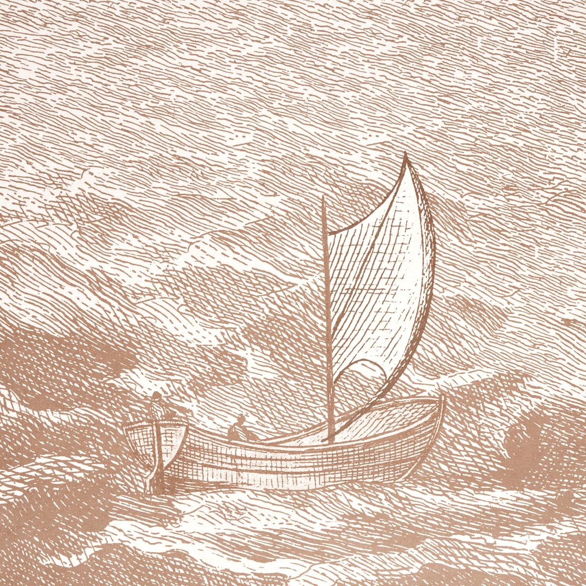 Schumacher Philadelphia Harbor 3 Panel Set Sepia Wallpaper