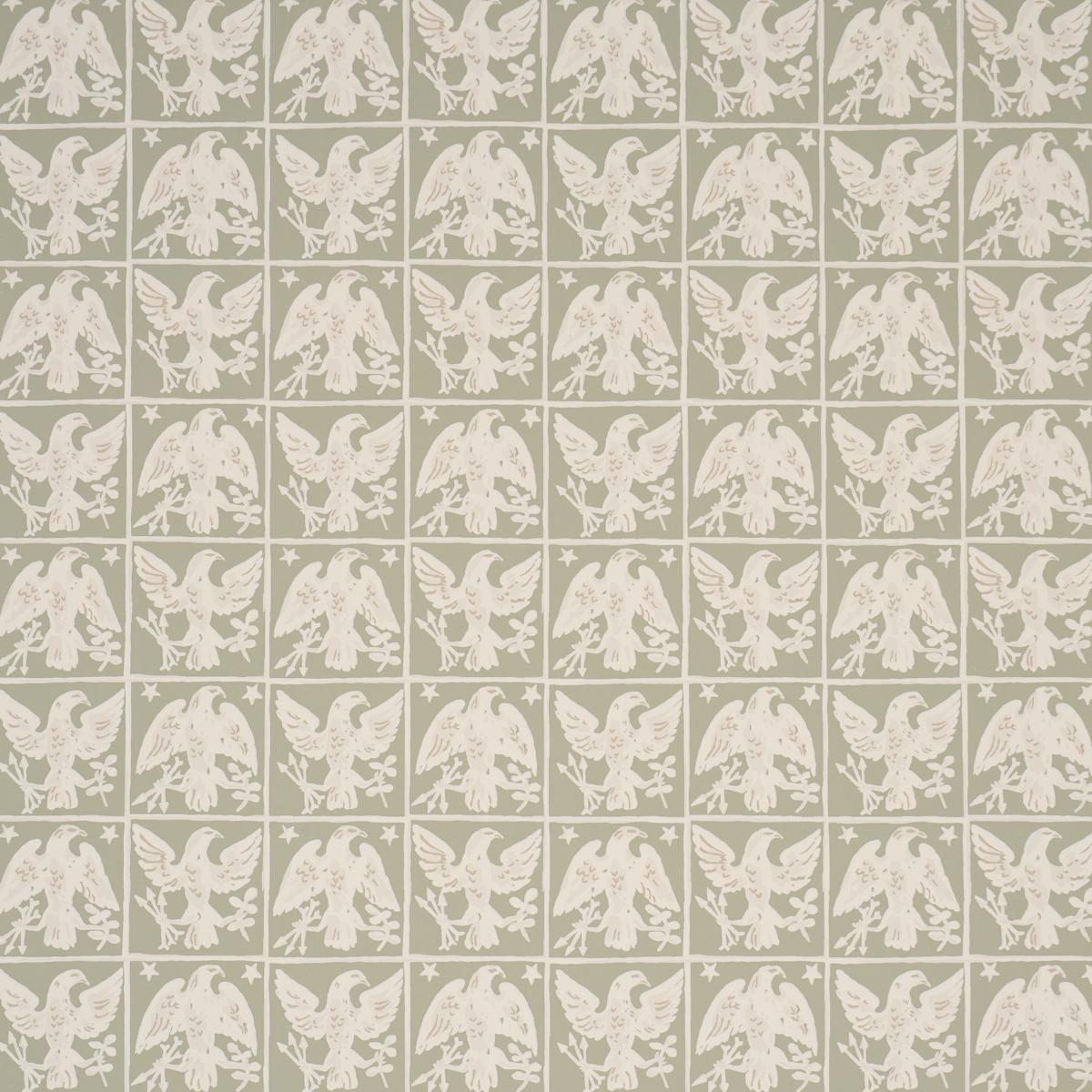 Schumacher Barton'S Eagle Hand Print Green Wallpaper
