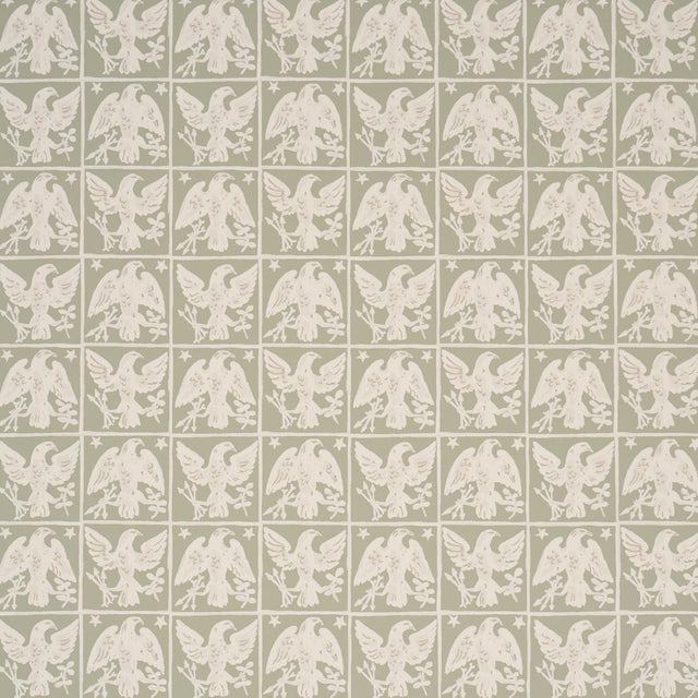 Schumacher Barton'S Eagle Hand Print Green Wallpaper