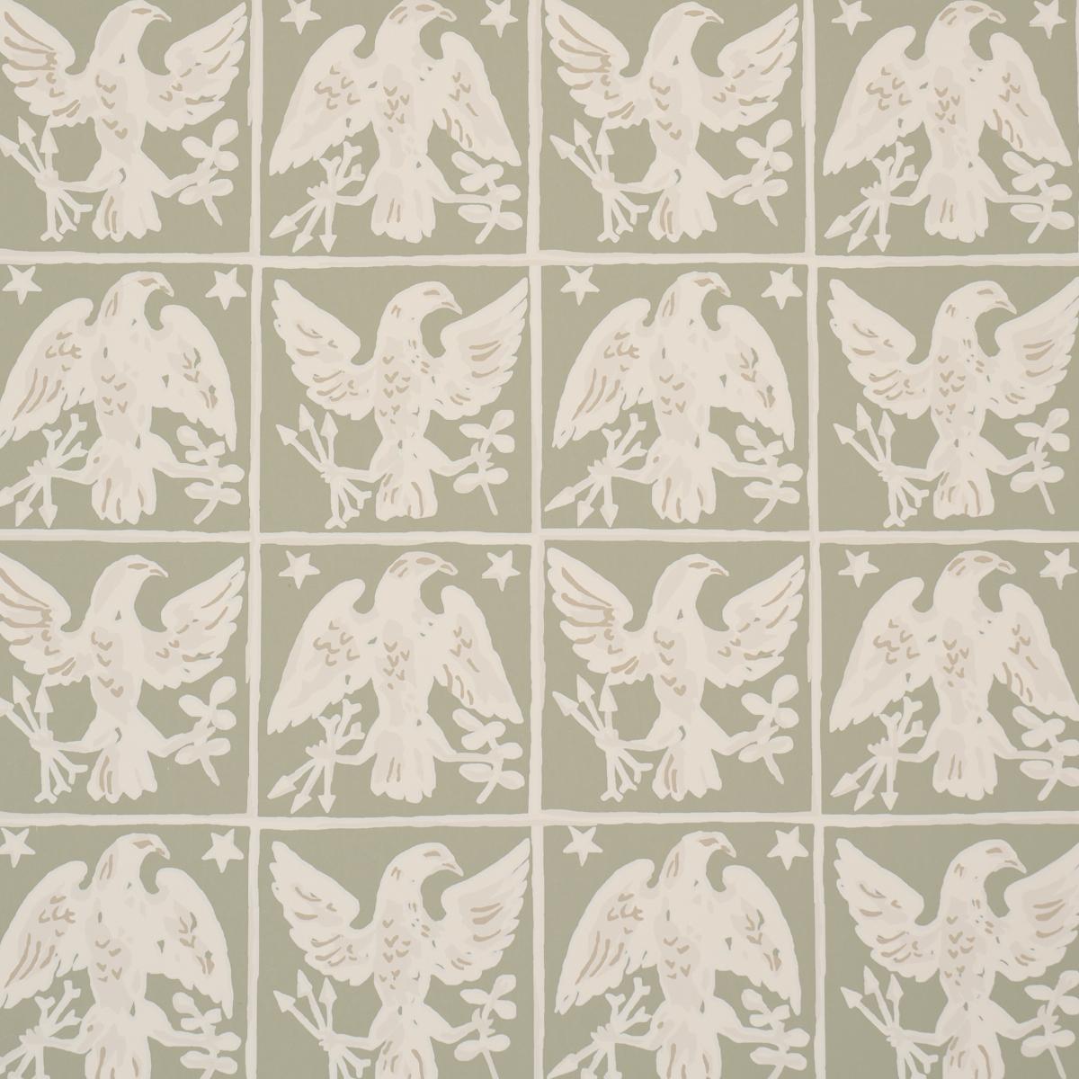 Schumacher Barton'S Eagle Hand Print Green Wallpaper