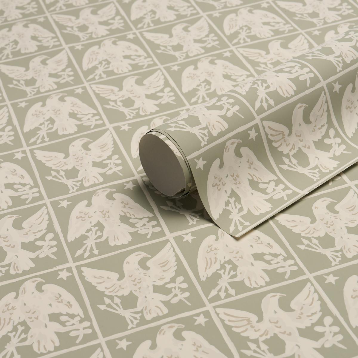Schumacher Barton'S Eagle Hand Print Green Wallpaper