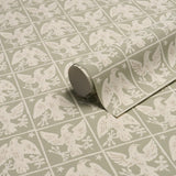 Schumacher Barton'S Eagle Hand Print Green Wallpaper