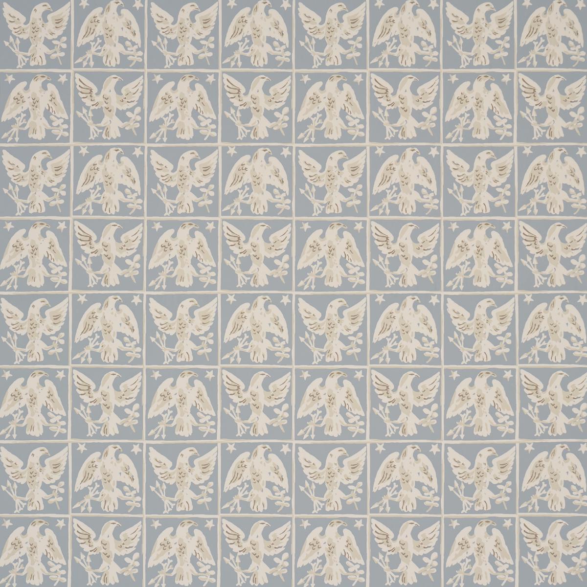 Schumacher Barton'S Eagle Hand Print Blue Wallpaper