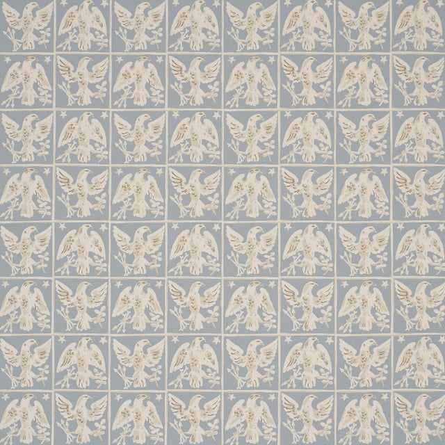 Schumacher Barton'S Eagle Hand Print Blue Wallpaper