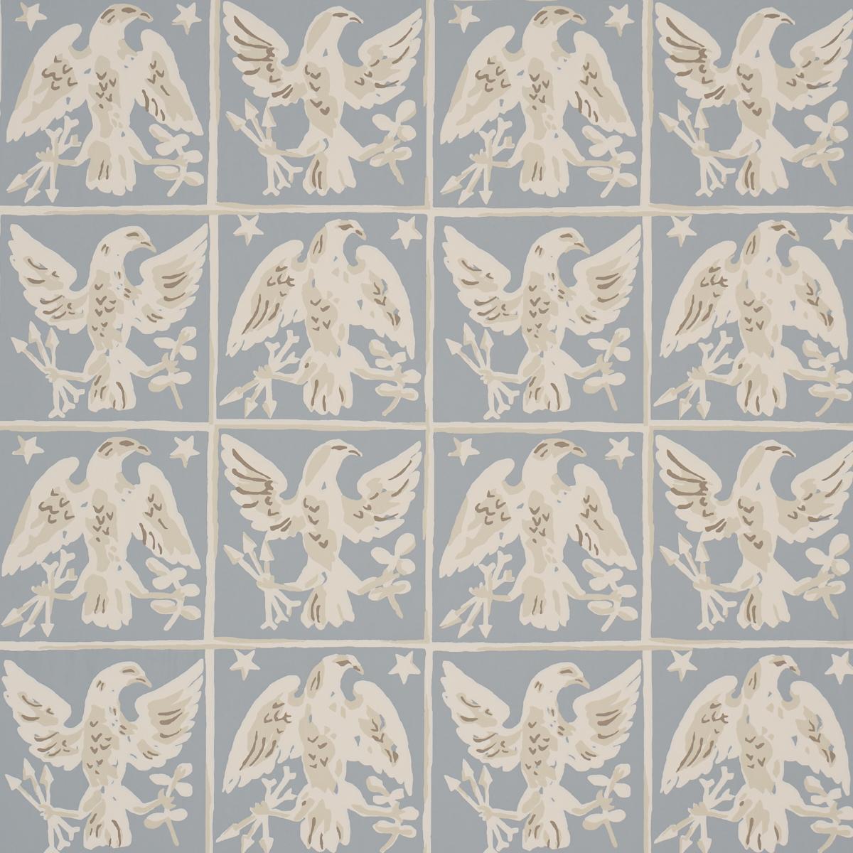 Schumacher Barton'S Eagle Hand Print Blue Wallpaper