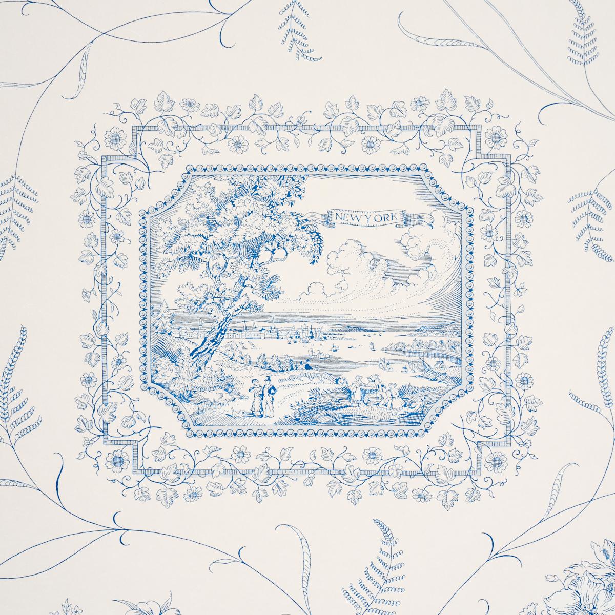 Schumacher Century Scenic Toile Blue Wallpaper