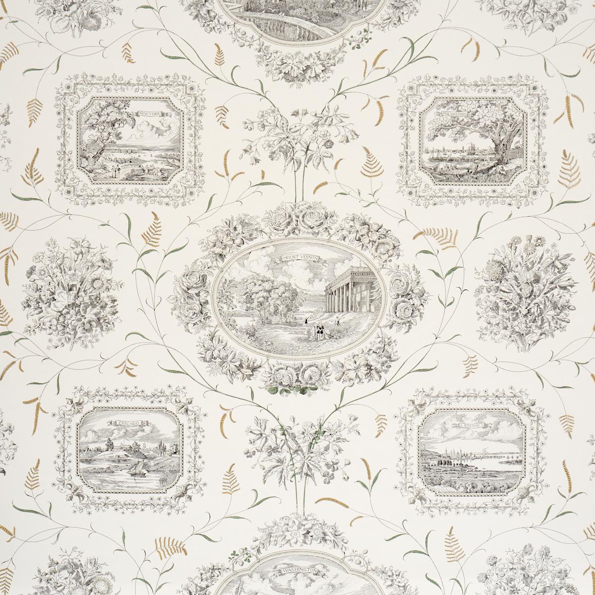 Schumacher Century Scenic Toile Black Wallpaper