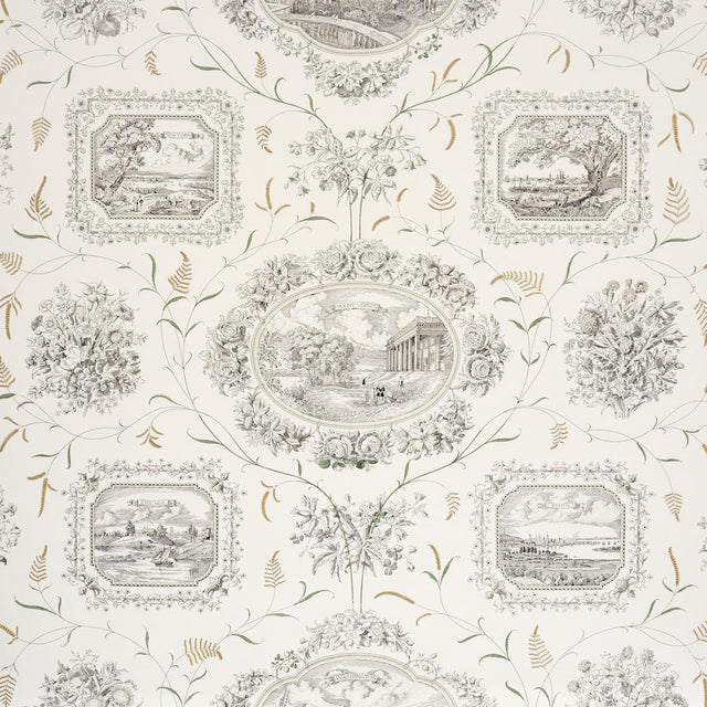 Schumacher Century Scenic Toile Black Wallpaper