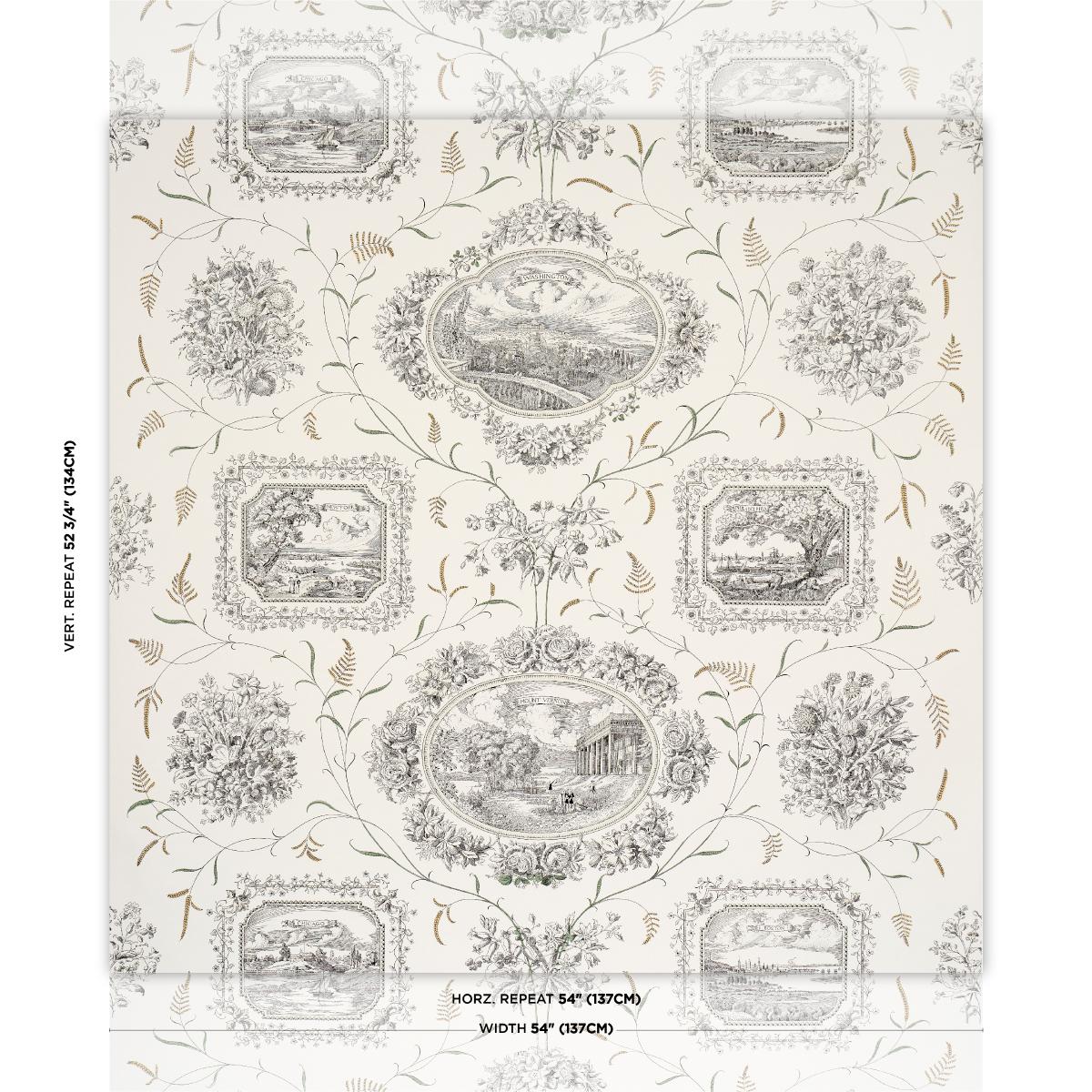 Schumacher Century Scenic Toile Black Wallpaper