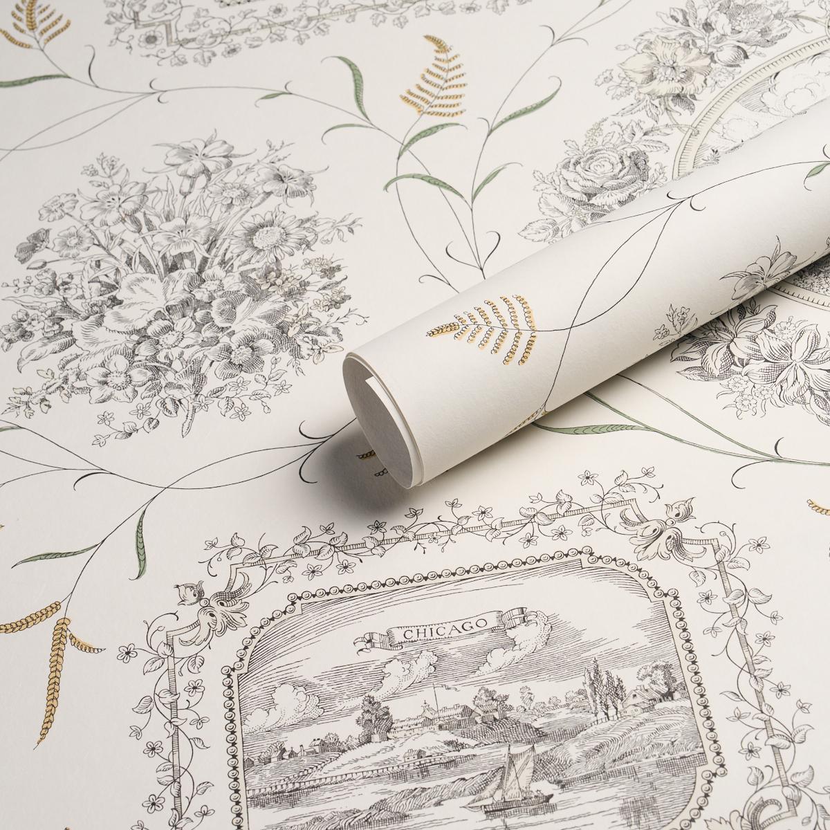 Schumacher Century Scenic Toile Black Wallpaper