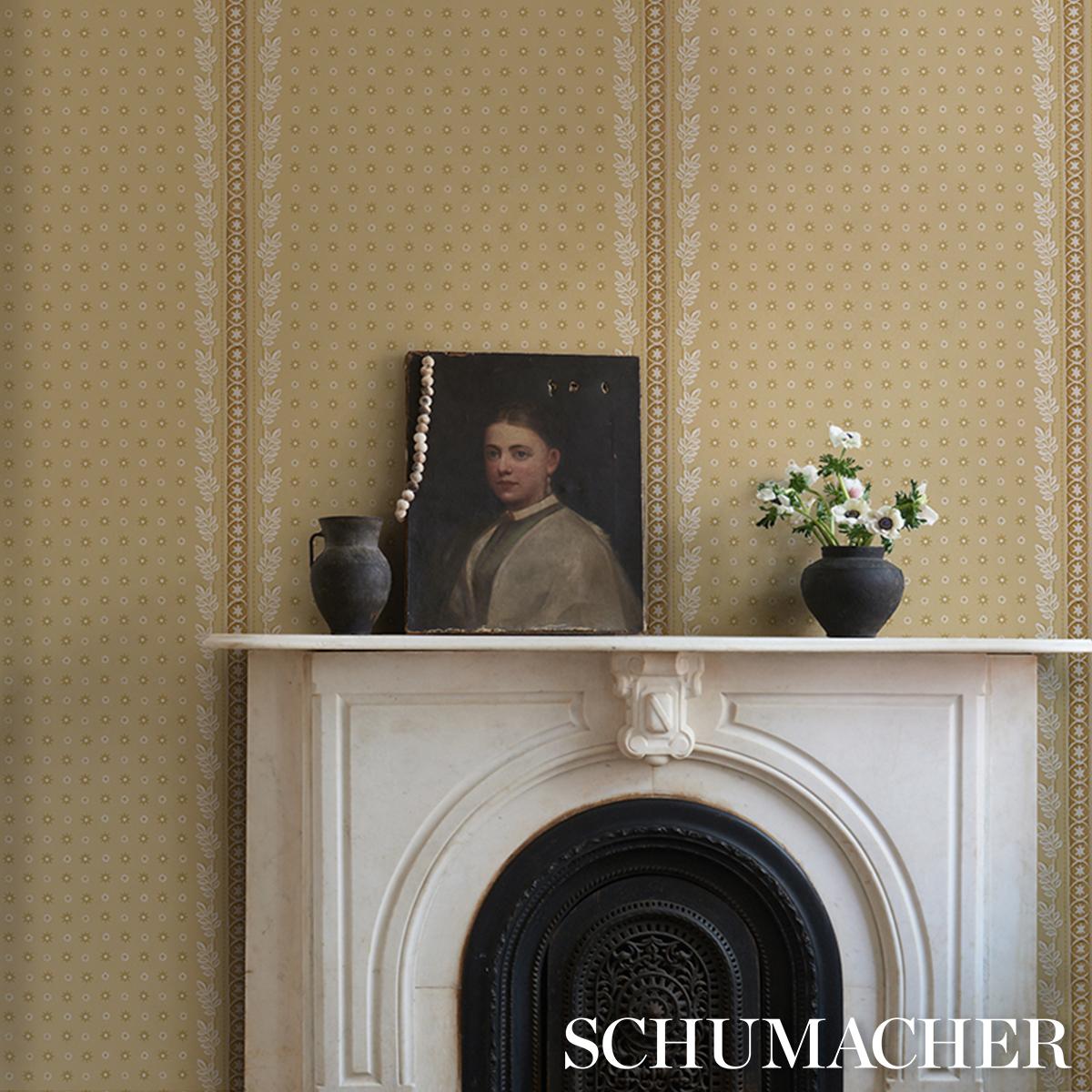 Schumacher Astor Yellow Wallpaper