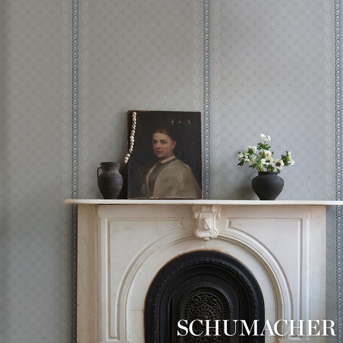 Schumacher Astor Blue Wallpaper