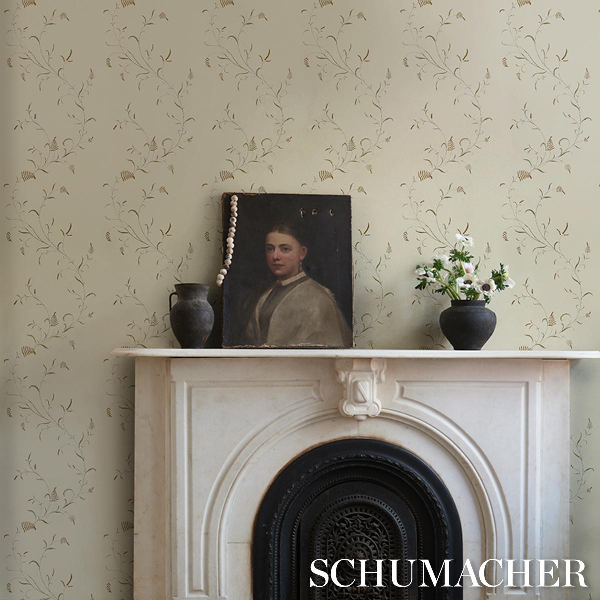 Schumacher Winding Wheat Green Wallpaper