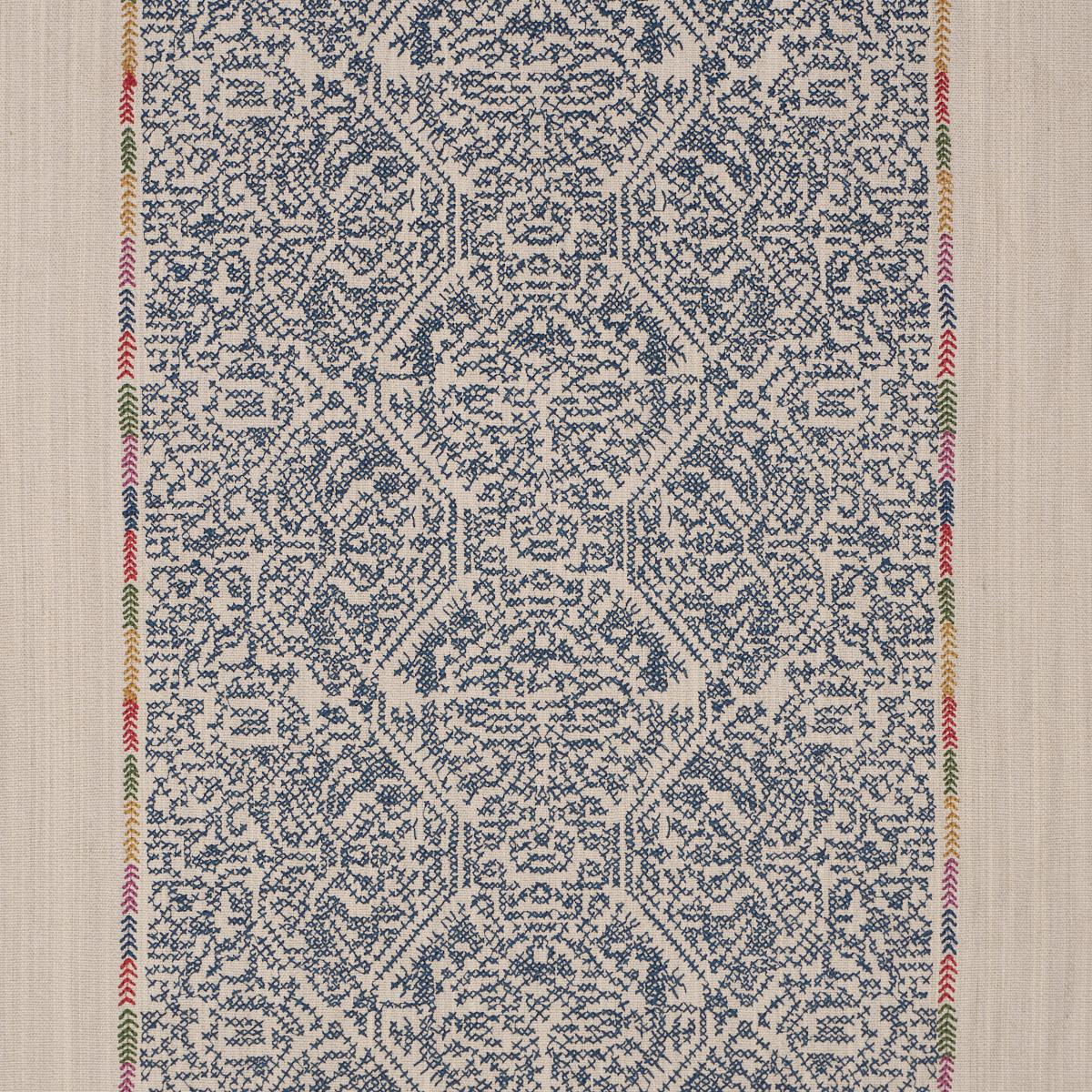 Schumacher Orion Embroidery Indigo Fabric
