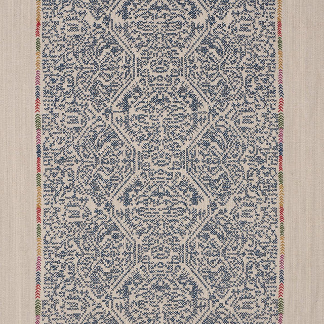 Schumacher Orion Embroidery Indigo Fabric