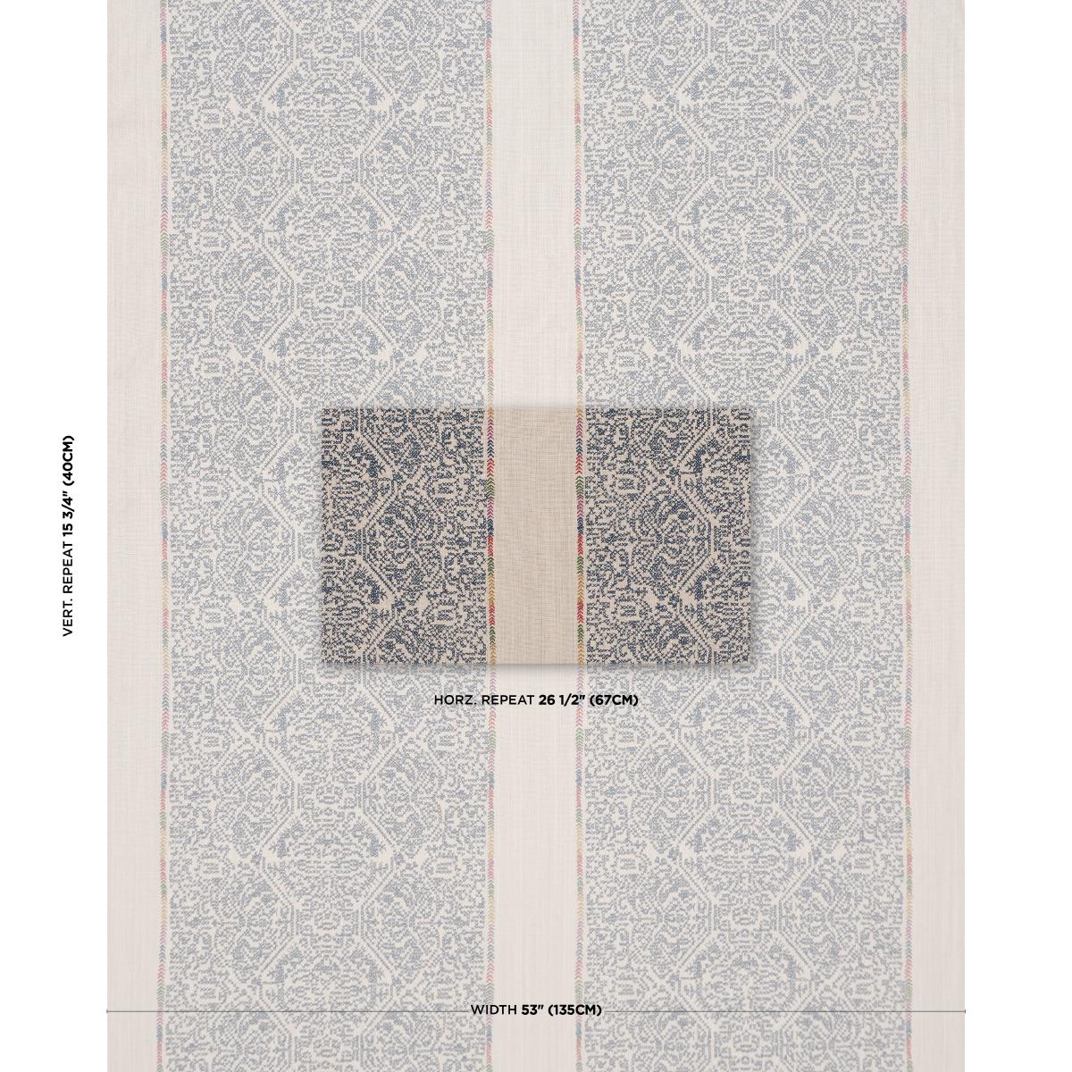 Schumacher Orion Embroidery Indigo Fabric