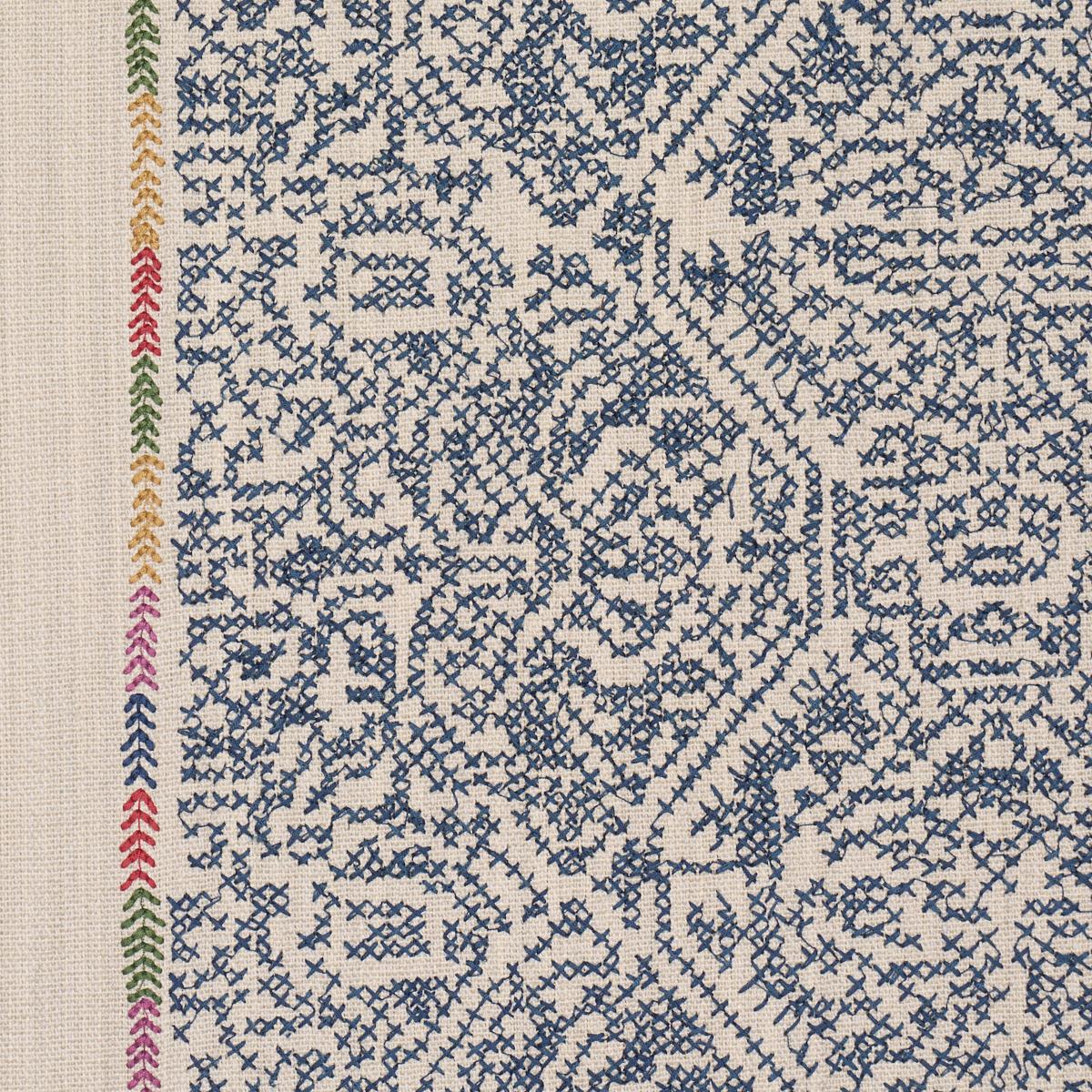 Schumacher Orion Embroidery Indigo Fabric