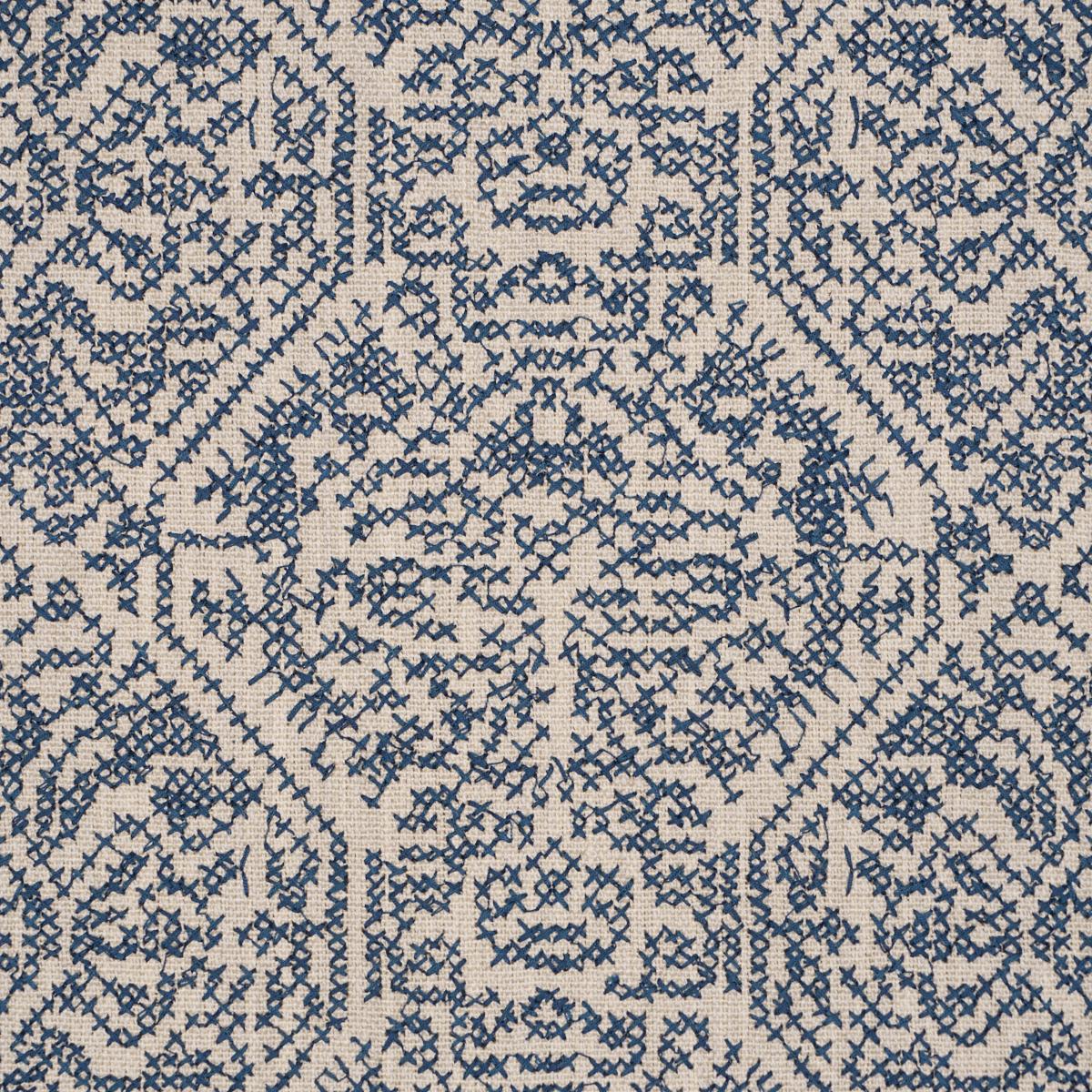 Schumacher Orion Embroidery Indigo Fabric