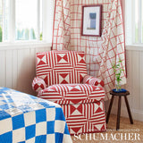 Schumacher Square In A Square Red Fabric