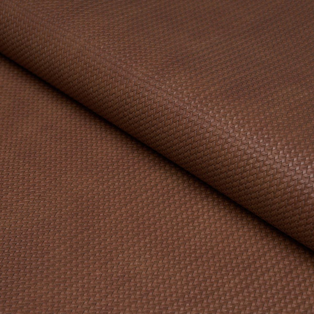 Schumacher Vegan Leather Rattan Indoor/Outdoor Chocolate Fabric