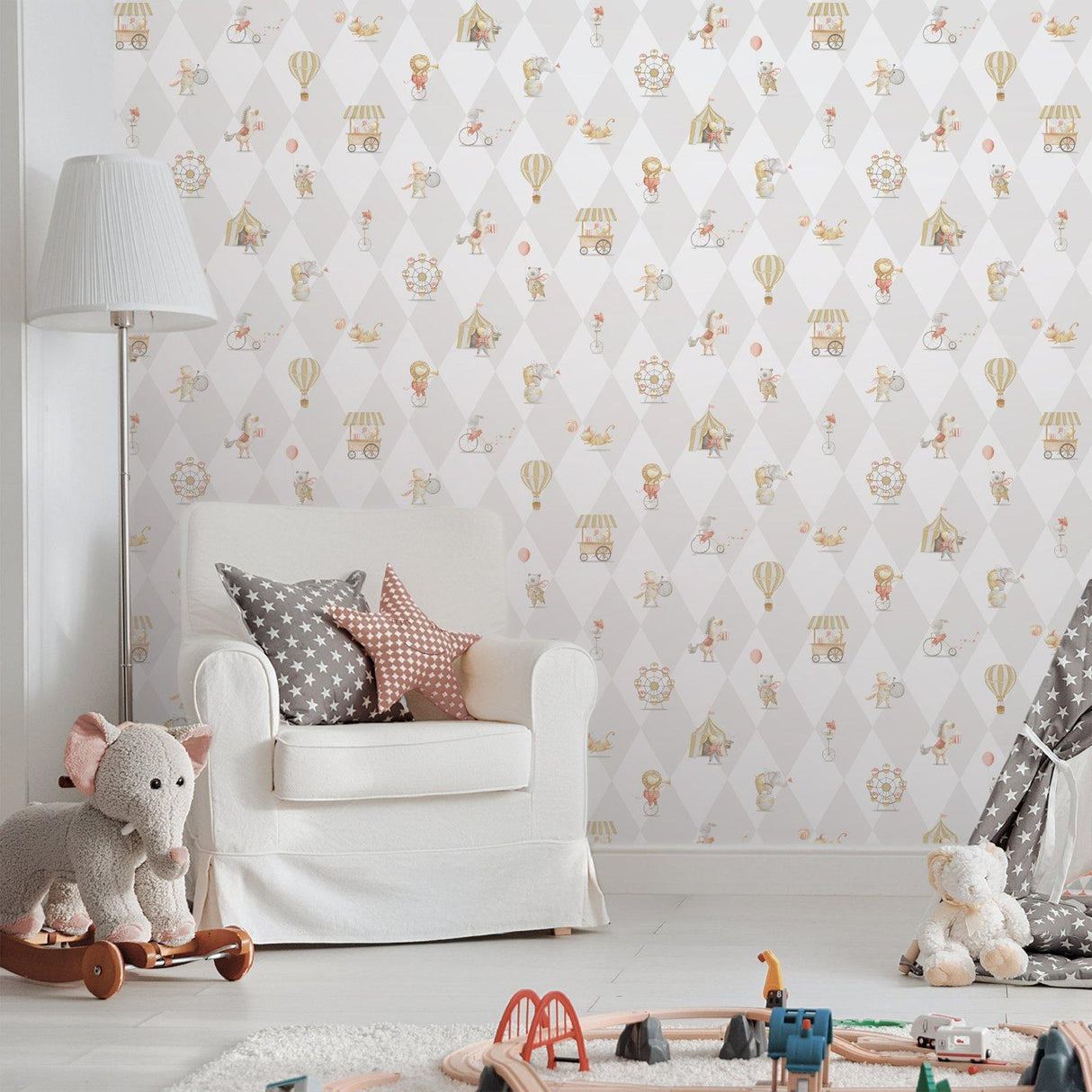 Galerie 282-3 Bambino Cirque Silver Grey Wallpaper 282-3 Silver Grey Wallpaper