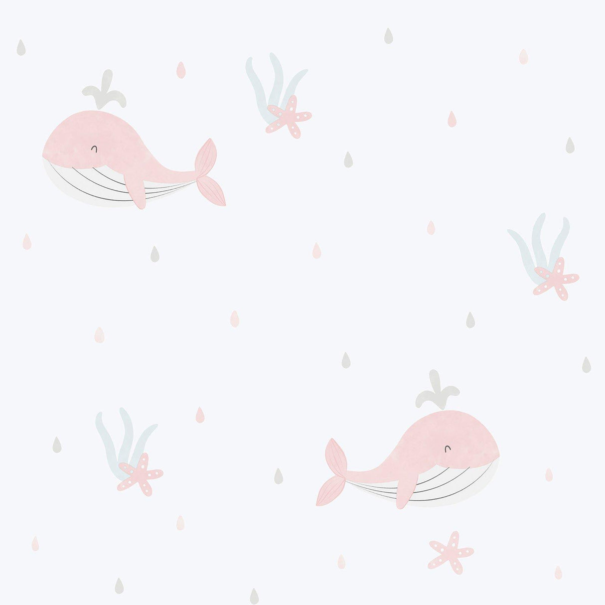 Galerie 281-1 Bambino Little Whales Pink Wallpaper 281-1 Pink Wallpaper