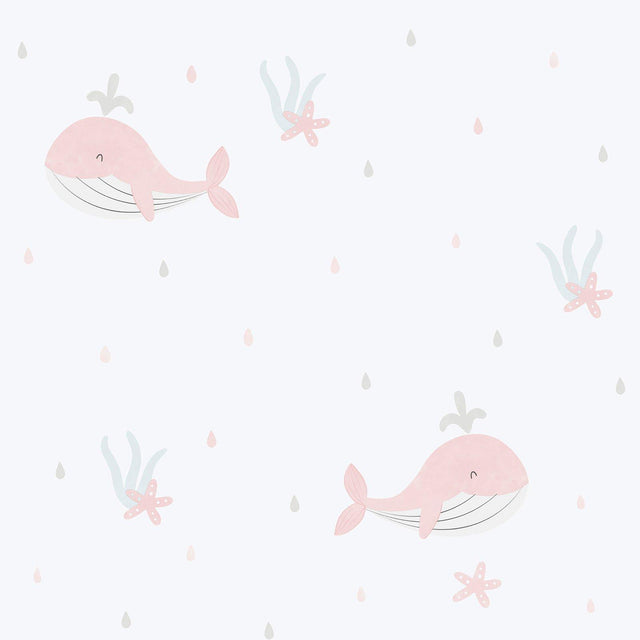 Galerie 281-1 Bambino Little Whales Pink Wallpaper 281-1 Pink Wallpaper