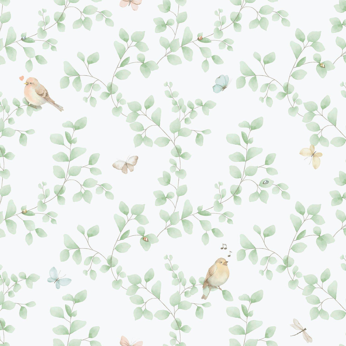 Galerie 284-3 Bambino Birdy Green Wallpaper 284-3 Green Wallpaper