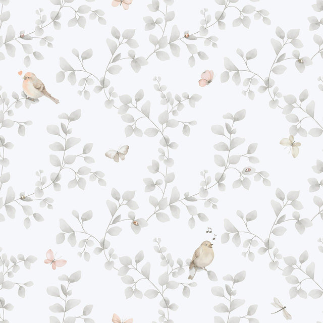 Galerie 284-2 Bambino Birdy Silver Grey Wallpaper 284-2 Silver Grey Wallpaper