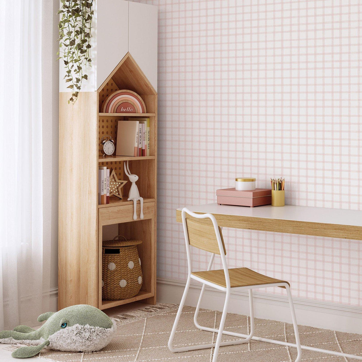 Galerie 290-1 Bambino Watercolour Checks Pink Wallpaper 290-1 Pink Wallpaper