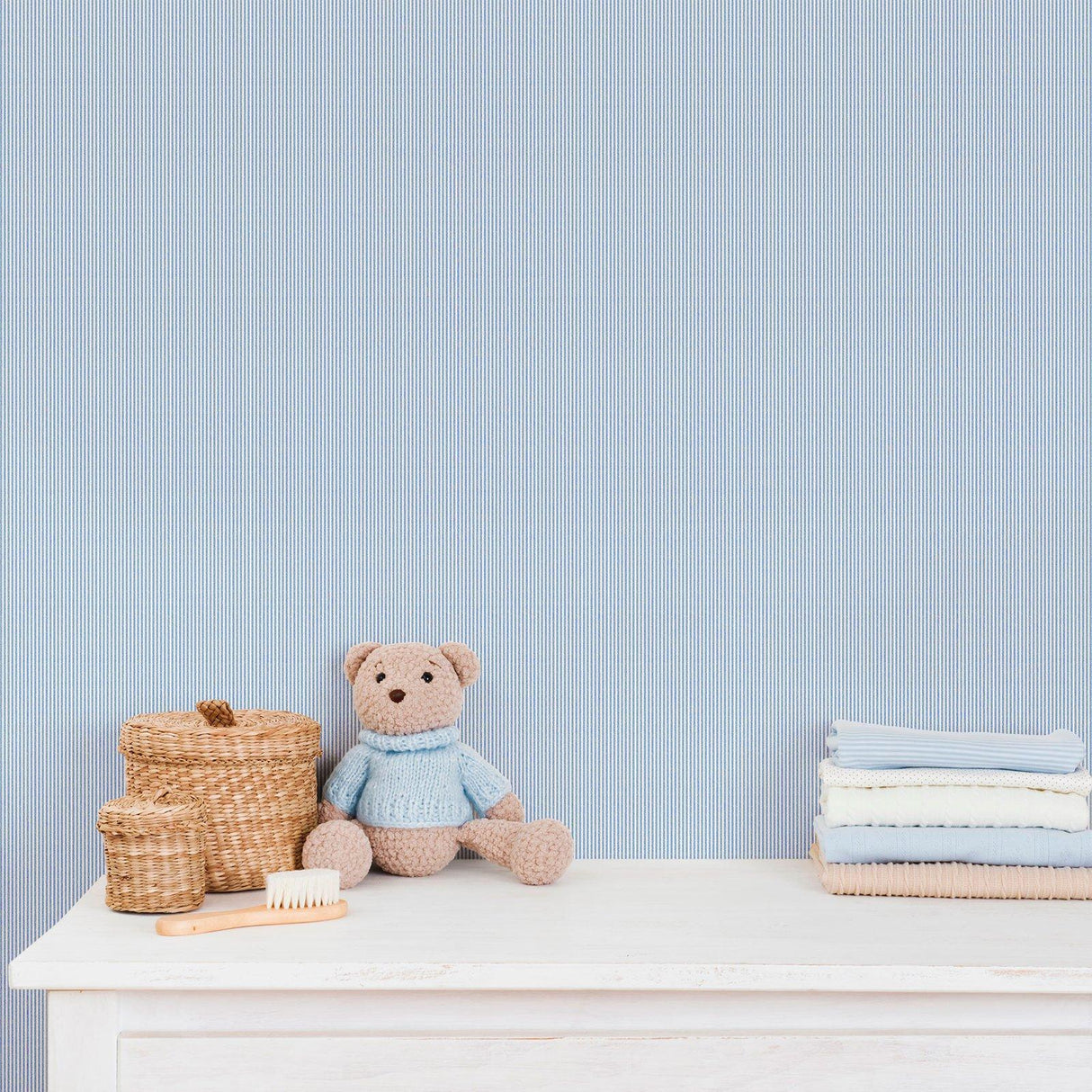 Galerie 292-2 Bambino Tiny Stripes Blue Wallpaper 292-2 Blue Wallpaper