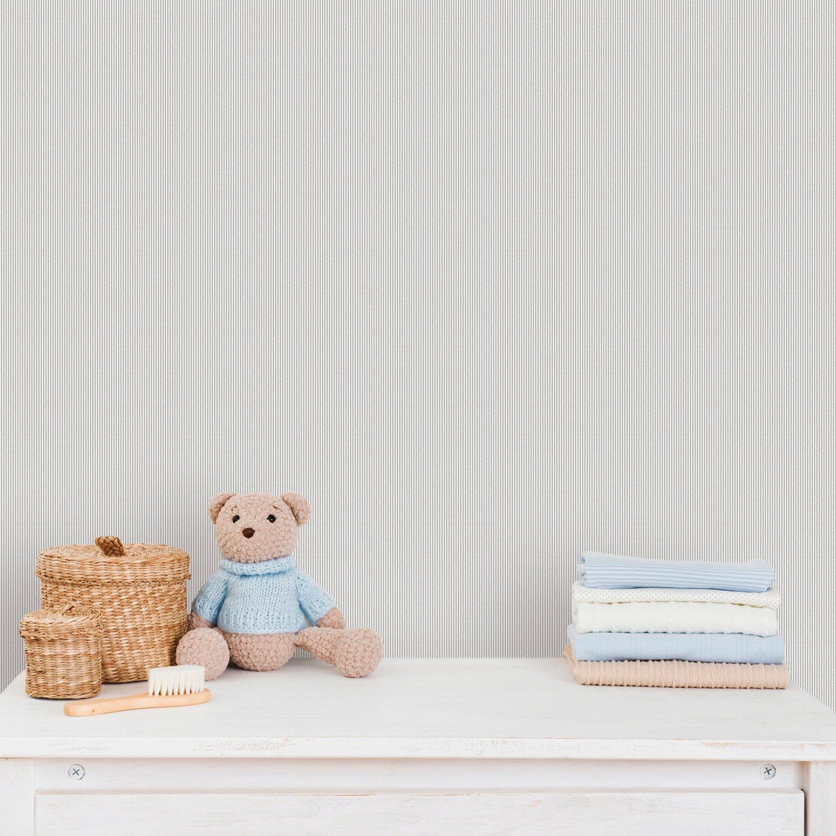 Galerie 292-3 Bambino Tiny Stripes Silver Grey Wallpaper 292-3 Silver Grey Wallpaper