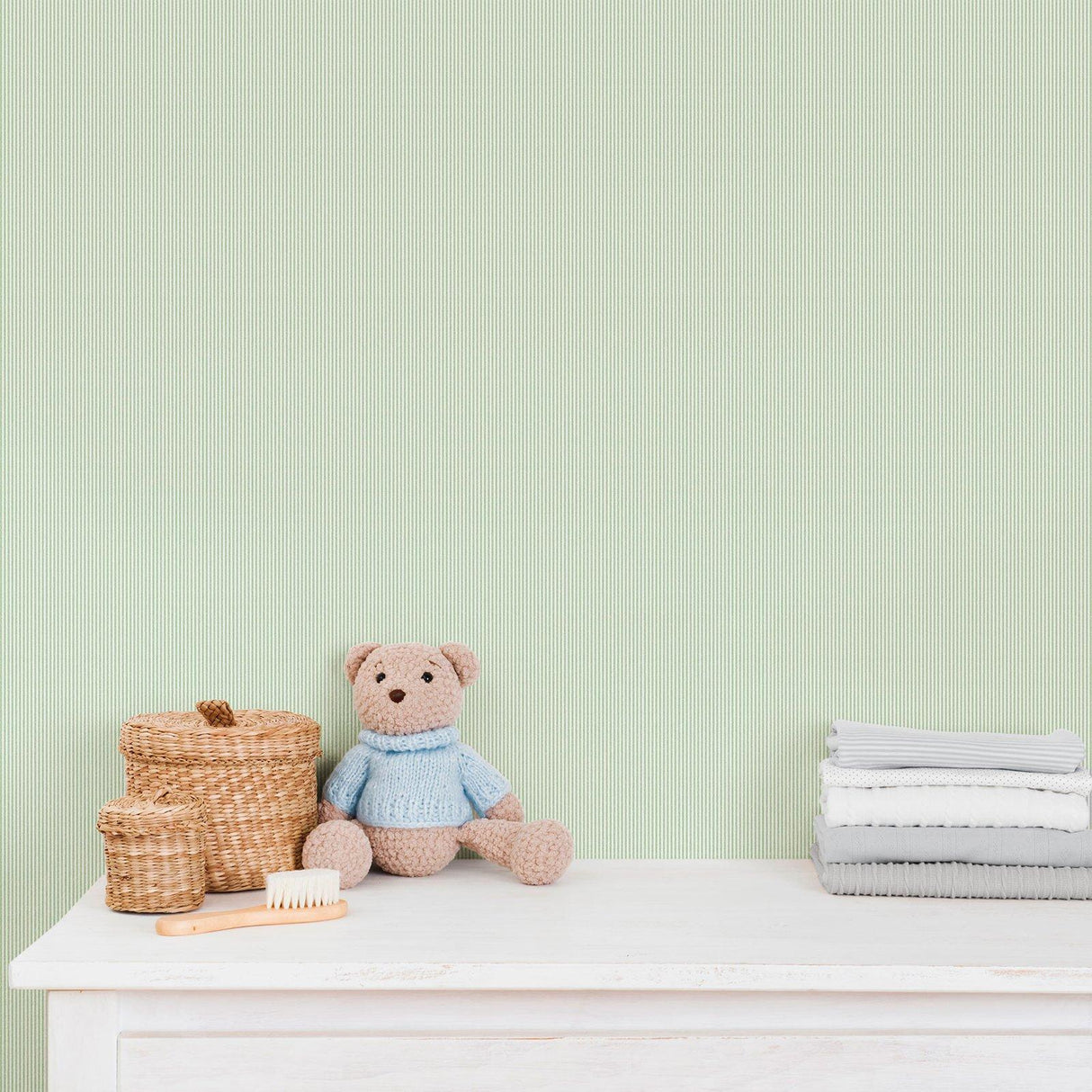 Galerie 292-4 Bambino Tiny Stripes Green Wallpaper 292-4 Green Wallpaper