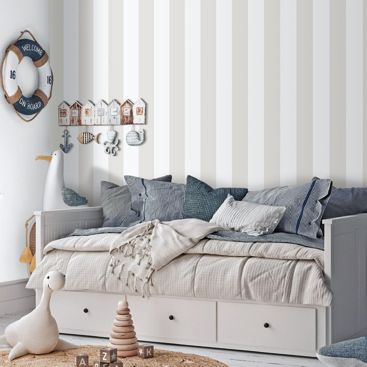 Galerie 293-4 Bambino Bambino Stripes Silver Grey Wallpaper 293-4 Silver Grey Wallpaper