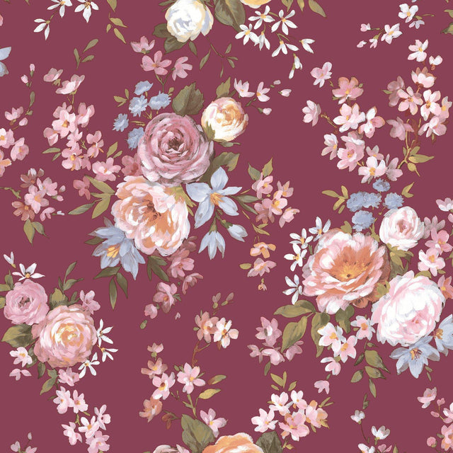 Galerie 8312 Blooming Garden Floral Red Wallpaper 8312 Red Wallpaper
