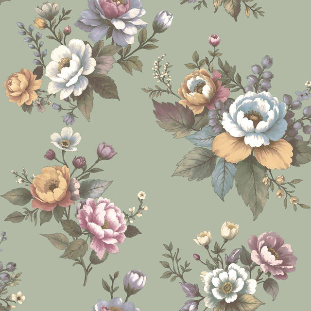 Galerie 8331 Blooming Garden Floral Green Wallpaper 8331 Green Wallpaper