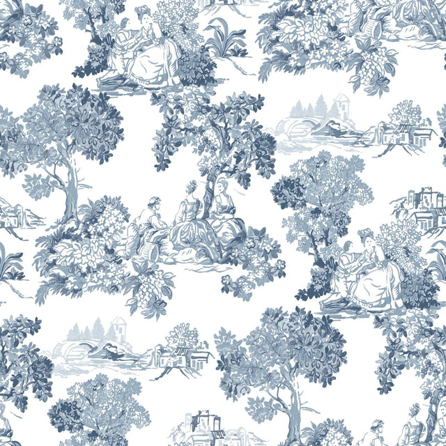 Galerie 8342 Blooming Garden Toile Blue Wallpaper 8342 Blue Wallpaper