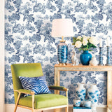 Galerie 8342 Blooming Garden Toile Blue Wallpaper 8342 Blue Wallpaper