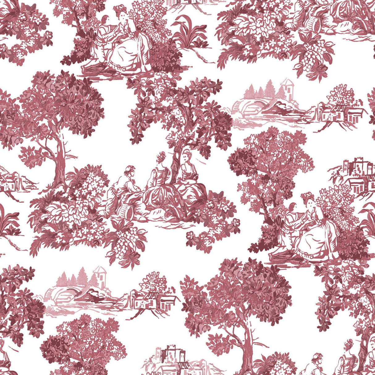 Galerie 8343 Blooming Garden Toile Red Wallpaper 8343 Red Wallpaper