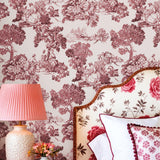 Galerie 8343 Blooming Garden Toile Red Wallpaper 8343 Red Wallpaper