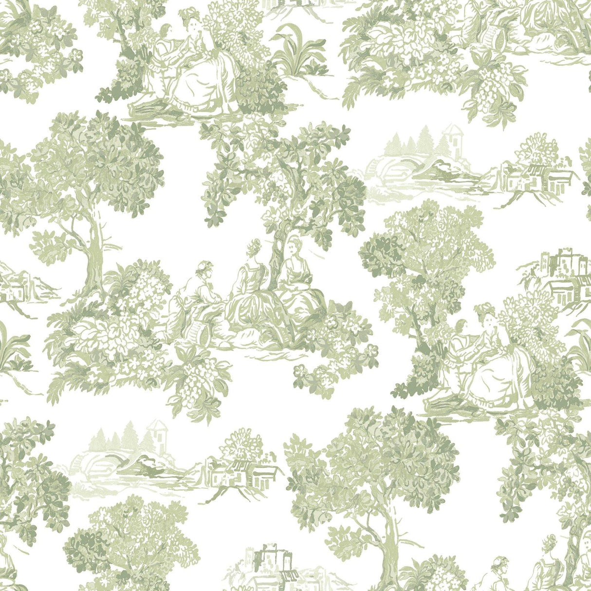 Galerie 8344 Blooming Garden Toile Green Wallpaper 8344 Green Wallpaper