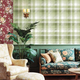 Galerie 8388 Blooming Garden Check Plaid Green Wallpaper 8388 Green Wallpaper
