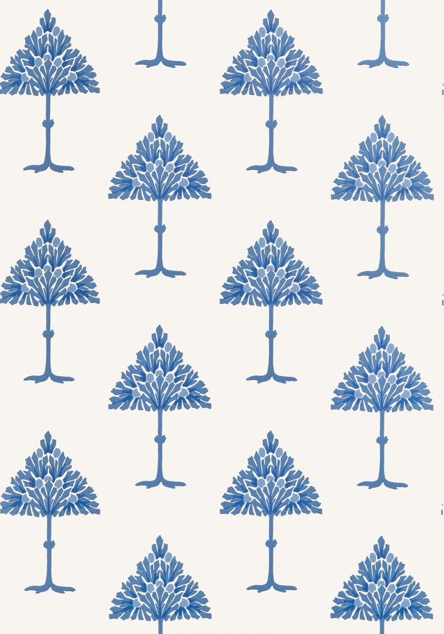 Thibaut May Tree Blue And White Wallpaper