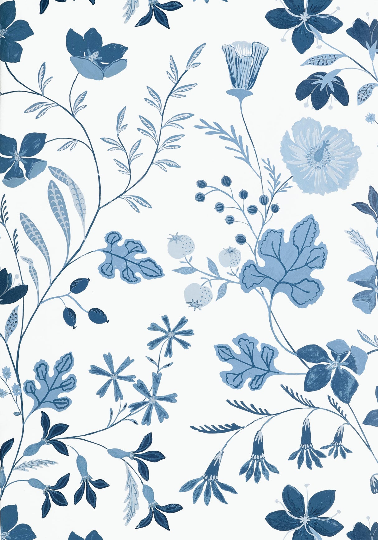 Thibaut Bloom Blue And White Wallpaper